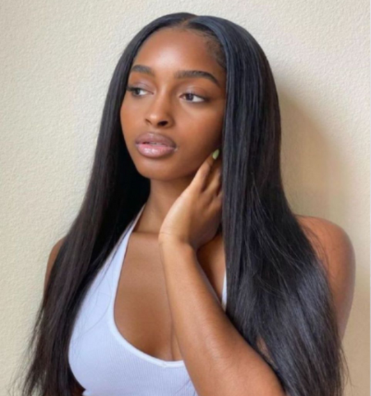 Natural human hair 4*4 closure wig