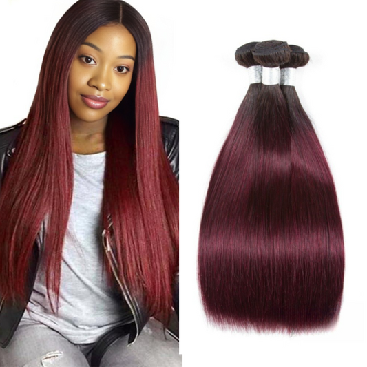 1b/99j dark burgundy ombre bundles human hair