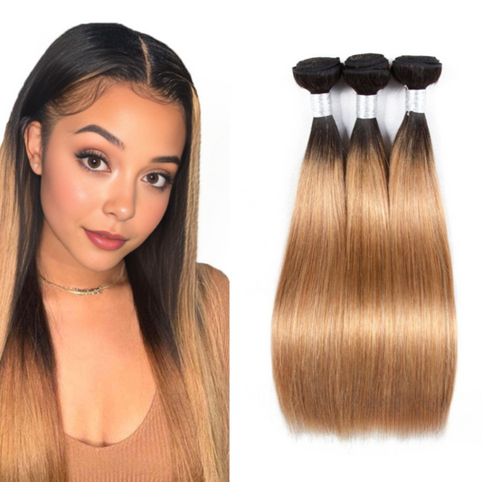 T1B/27 blonde ombre human hair bundles straight