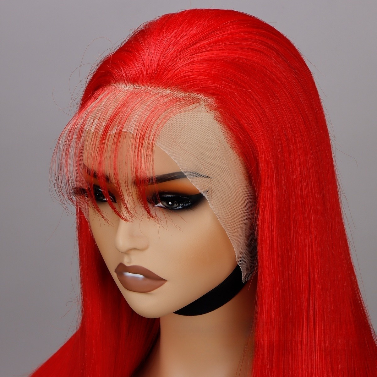 RED# straight lace frontal human hair wig