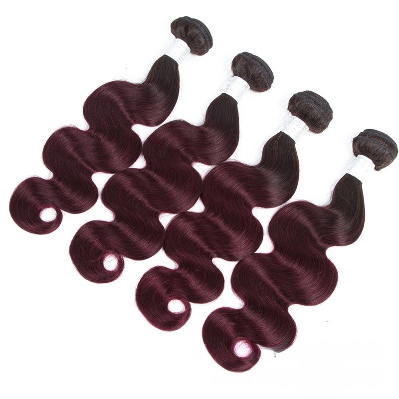 1b/99j 2 tone black to burgundy human hair body wave