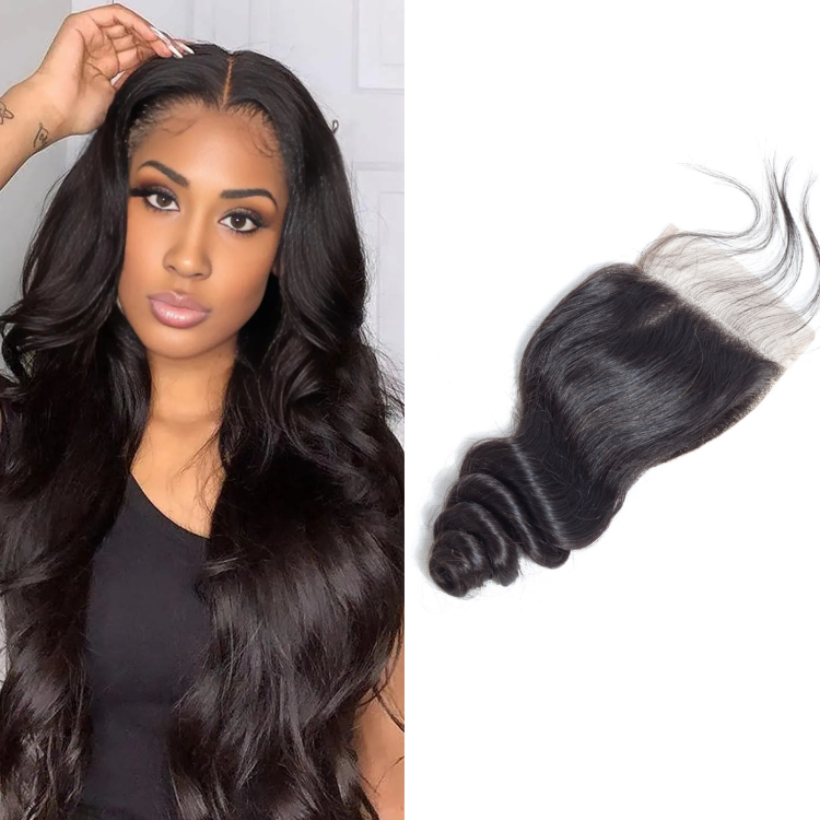 4*4 loose wave lace closure remy human hair