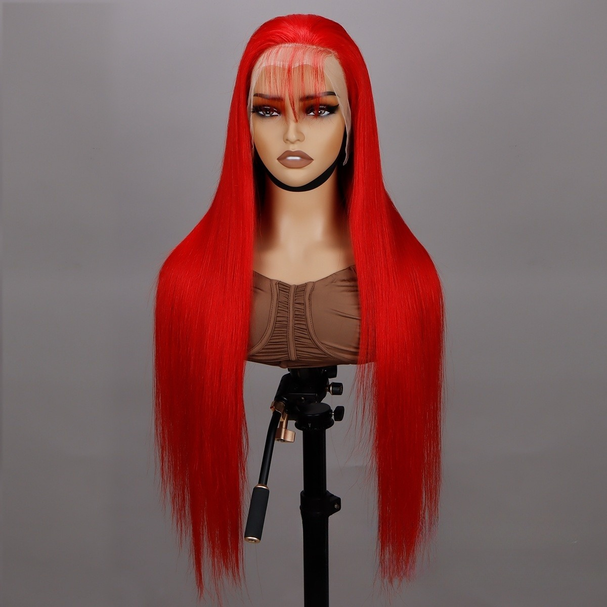 RED# straight lace frontal human hair wig