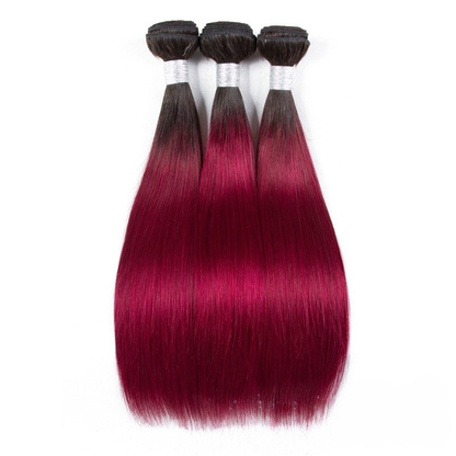 T1B/bug burgundy ombre bundles human hair straight