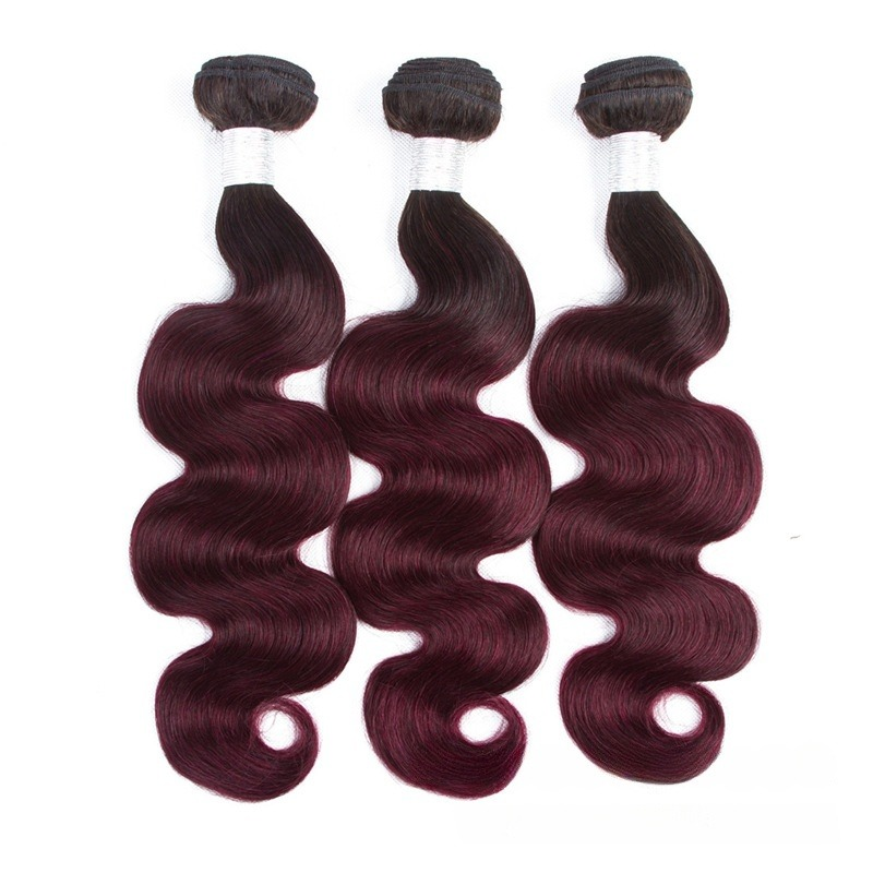 1b/99j 2 tone black to burgundy human hair body wave