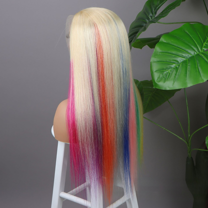 Rainbow mixed color wig 13*4