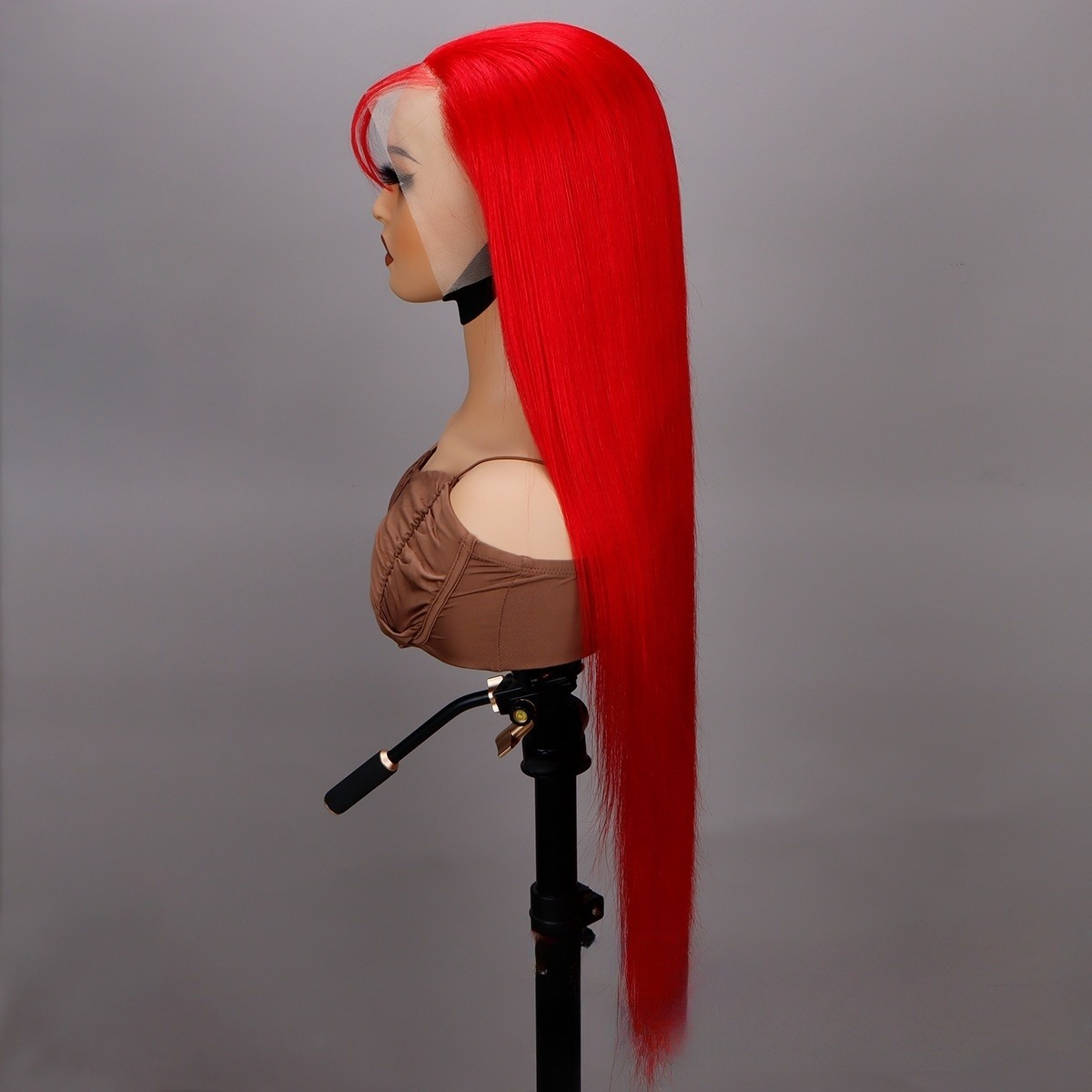 RED# straight lace frontal human hair wig