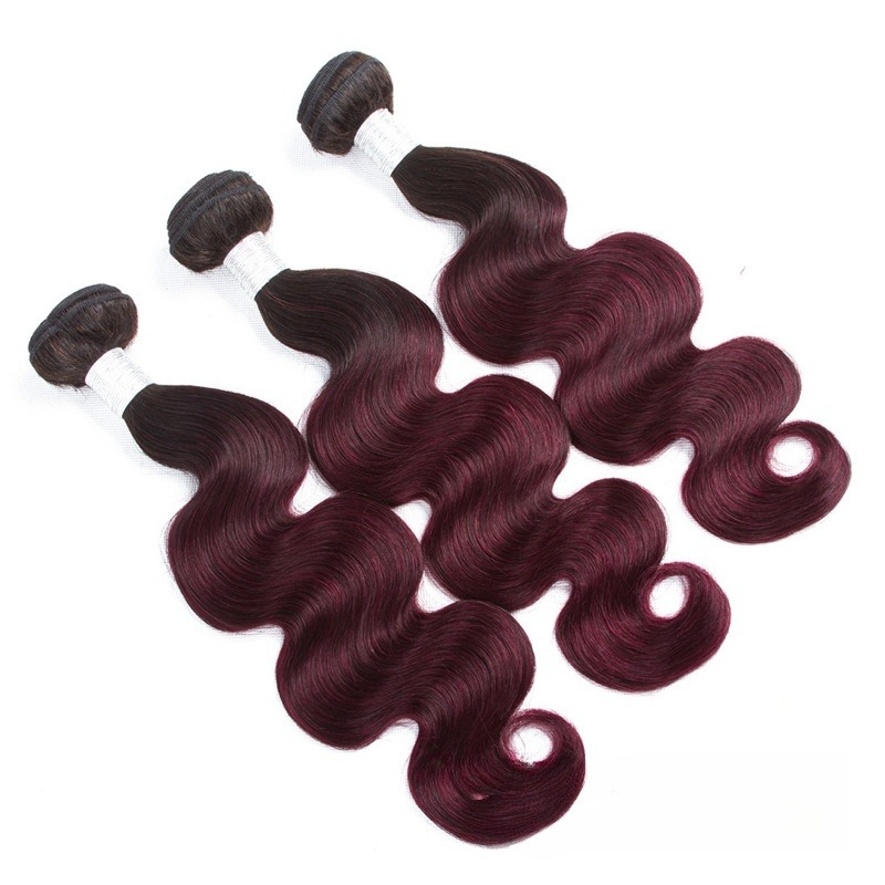 1b/99j 2 tone black to burgundy human hair body wave