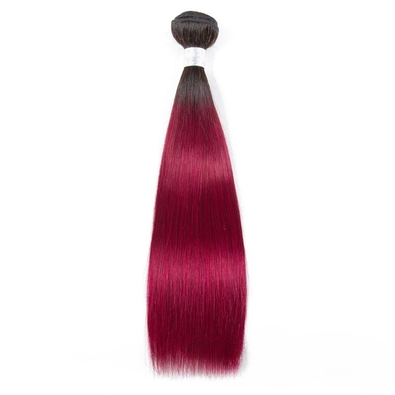 T1B/bug burgundy ombre bundles human hair straight